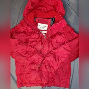 Abercrombie & Fitch ,Red Hooded Puffer Jacket Small